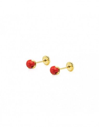 PENDIENTES CORAL GARRA ORO BEBE 1ª...