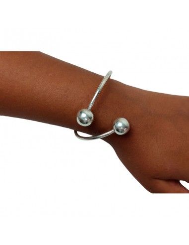 PULSERA RÍGIDA PLATA BOLAS 10 mm