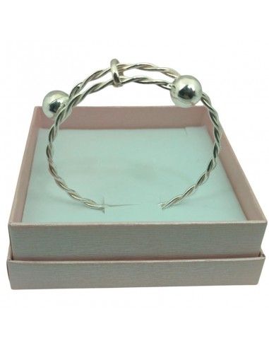 PULSERA PLATA TRENZADA BOLAS 12 MM