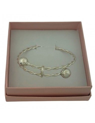 PULSERA PLATA TRENZADA BOLAS 10 MM