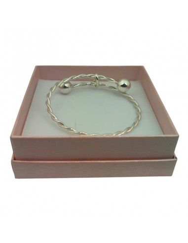 PULSERA PLATA TRENZADA BOLAS 10 MM