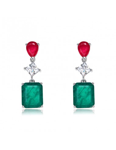 PENDIENTES LARGOS PIEDRA RUBÍ Y...