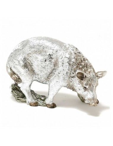 FIGURA JABALI PLATEADO RESINA