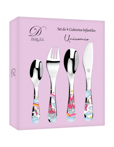 ESTUCHE CUATRO CUBIERTOS UNICORNIO