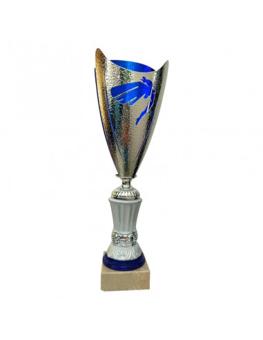TROFEO COPA DEPORTIVA PLATEADA Y AZUL
