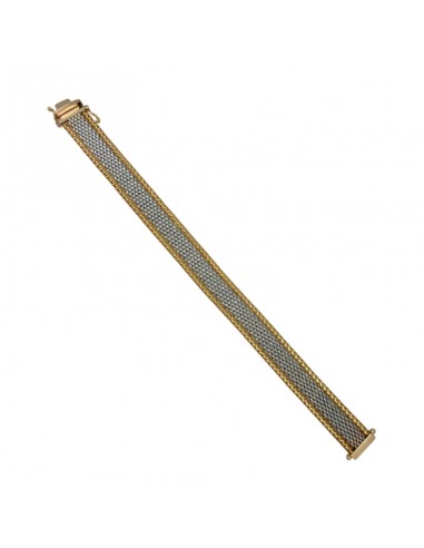 PULSERA ORO 18K MALLA BICOLOR