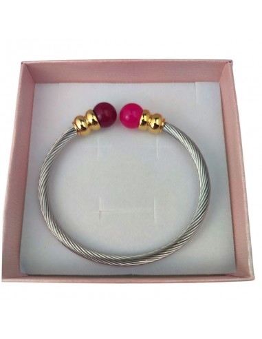 PULSERA RÍGIDA CABLE ACERO Y CHAPADO...