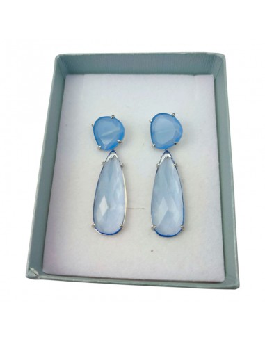 PENDIENTES LARGOS PIEDRAS AZUL