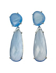 PENDIENTES LARGOS PIEDRAS AZUL