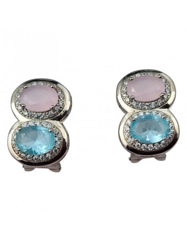 PENDIENTES PLATA RODIADA AGUAMARINA Y...