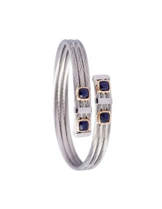 PULSERA ACERO ZAFIRO ORO 9K...