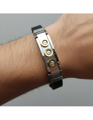 PULSERA HOMBRE CAUCHO Y ACERO...