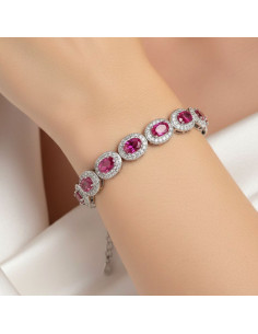 PULSERA PLATA 925 RUBI Y...