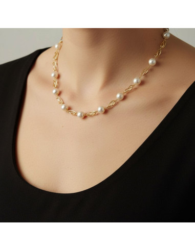 COLLAR JAULAS ORO 18K Y PERLAS...