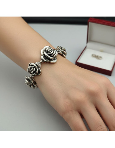 PULSERA FLORES PLATA