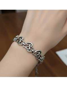 PULSERA PLATA CORAZÓN CALADO