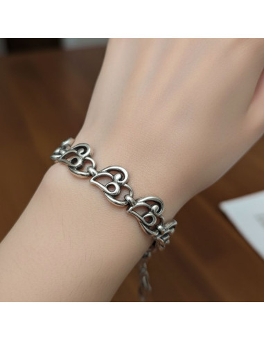PULSERA PLATA CORAZÓN CALADO