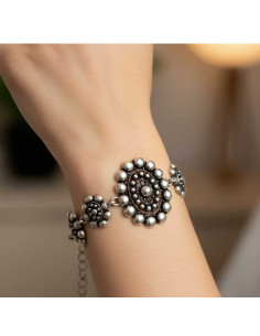 PULSERA PLATA 7 FLORES
