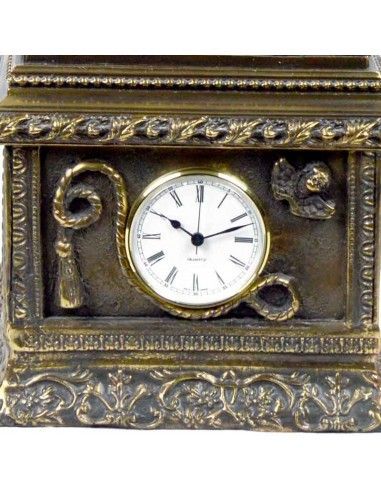 RELOJ DE SOBREMESA CON FIGURA ORO VIEJO