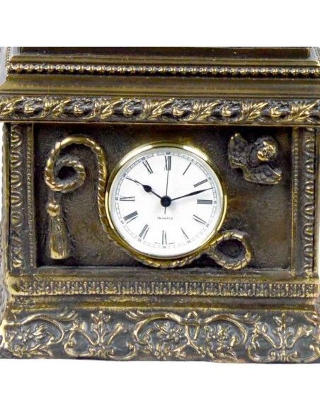 RELOJ DE SOBREMESA CON FIGURA ORO VIEJO