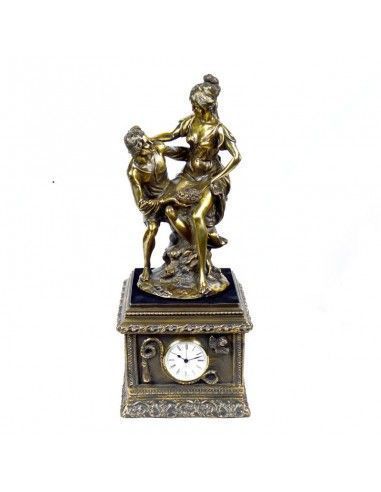 RELOJ DE SOBREMESA CON FIGURA ORO VIEJO