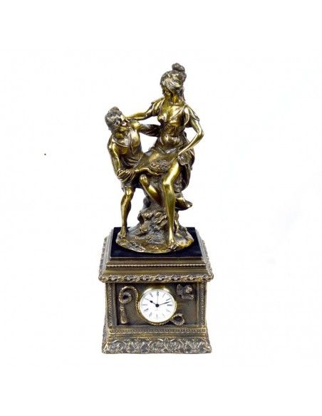RELOJ DE SOBREMESA CON FIGURA ORO VIEJO