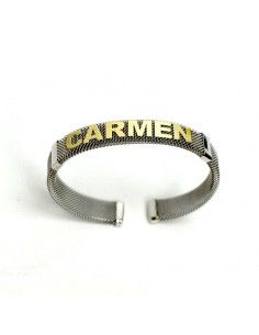 PULSERA DE ACERO Y ORO CON NOMBRE 2