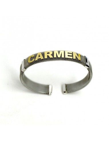 PULSERA DE ACERO Y ORO CON NOMBRE