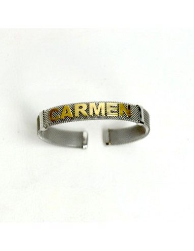PULSERA DE ACERO Y ORO CON NOMBRE