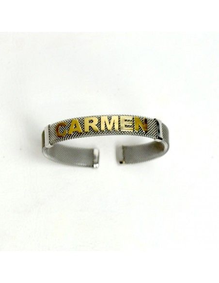 PULSERA DE ACERO Y ORO CON NOMBRE