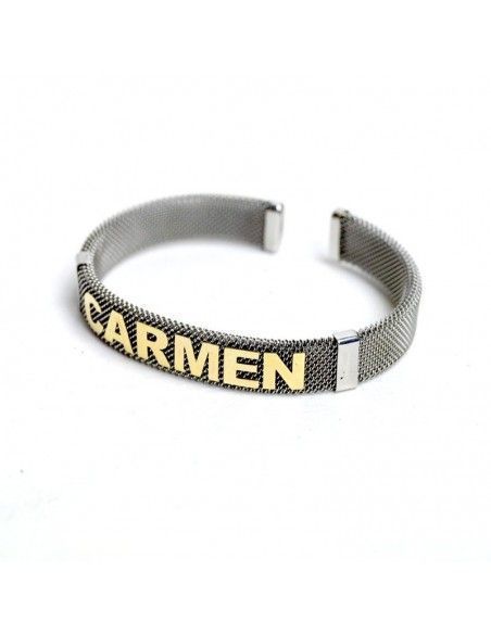 PULSERA DE ACERO Y ORO CON NOMBRE