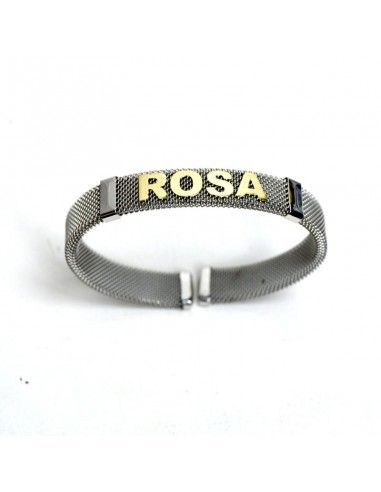 PULSERA DE ACERO Y ORO CON NOMBRE