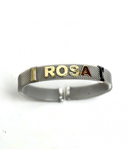PULSERA DE ACERO Y ORO CON NOMBRE