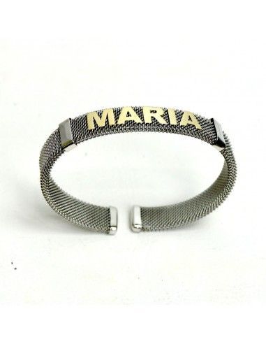 PULSERA DE ACERO Y ORO CON NOMBRE