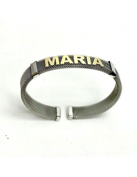PULSERA DE ACERO Y ORO CON NOMBRE