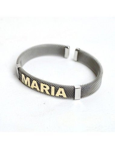 PULSERA DE ACERO Y ORO CON NOMBRE