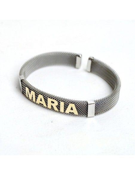 PULSERA DE ACERO Y ORO CON NOMBRE