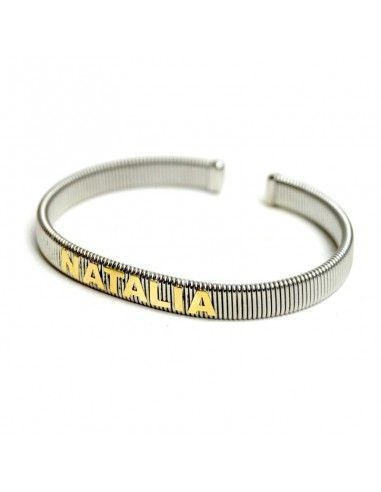 PULSERA DE ACERO Y ORO CON NOMBRE