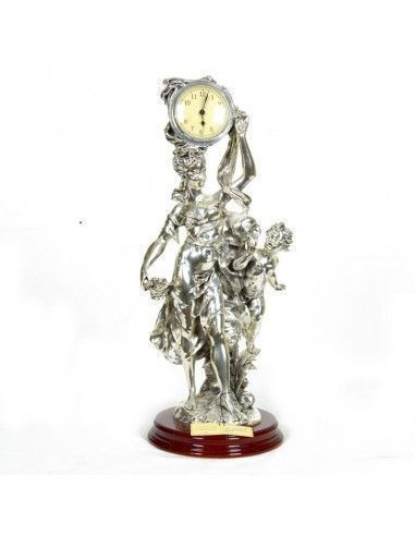 RELOJ DE SOBREMESA CON FIGURA DE PLATA