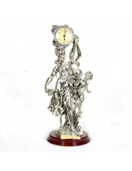 RELOJ DE SOBREMESA CON FIGURA DE PLATA