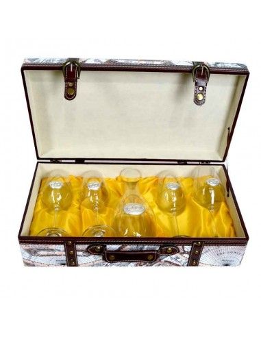 MALETA CUATRO COPAS VINO Y DECANTADOR