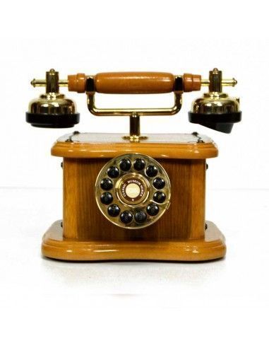TELEFONO VINTAGE DE MADERA ROBLE