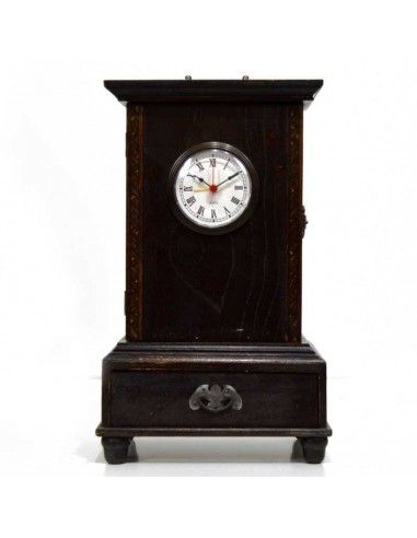 RELOJ DE SOBREMESA VINTAGE NOGAL