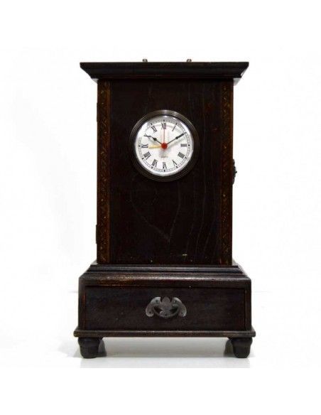 RELOJ DE SOBREMESA VINTAGE NOGAL
