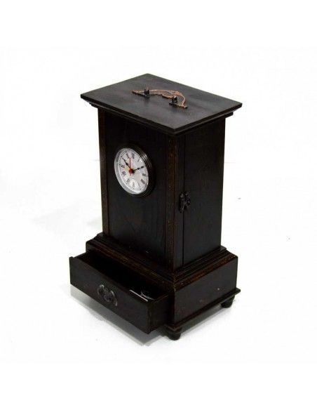 RELOJ DE SOBREMESA VINTAGE NOGAL